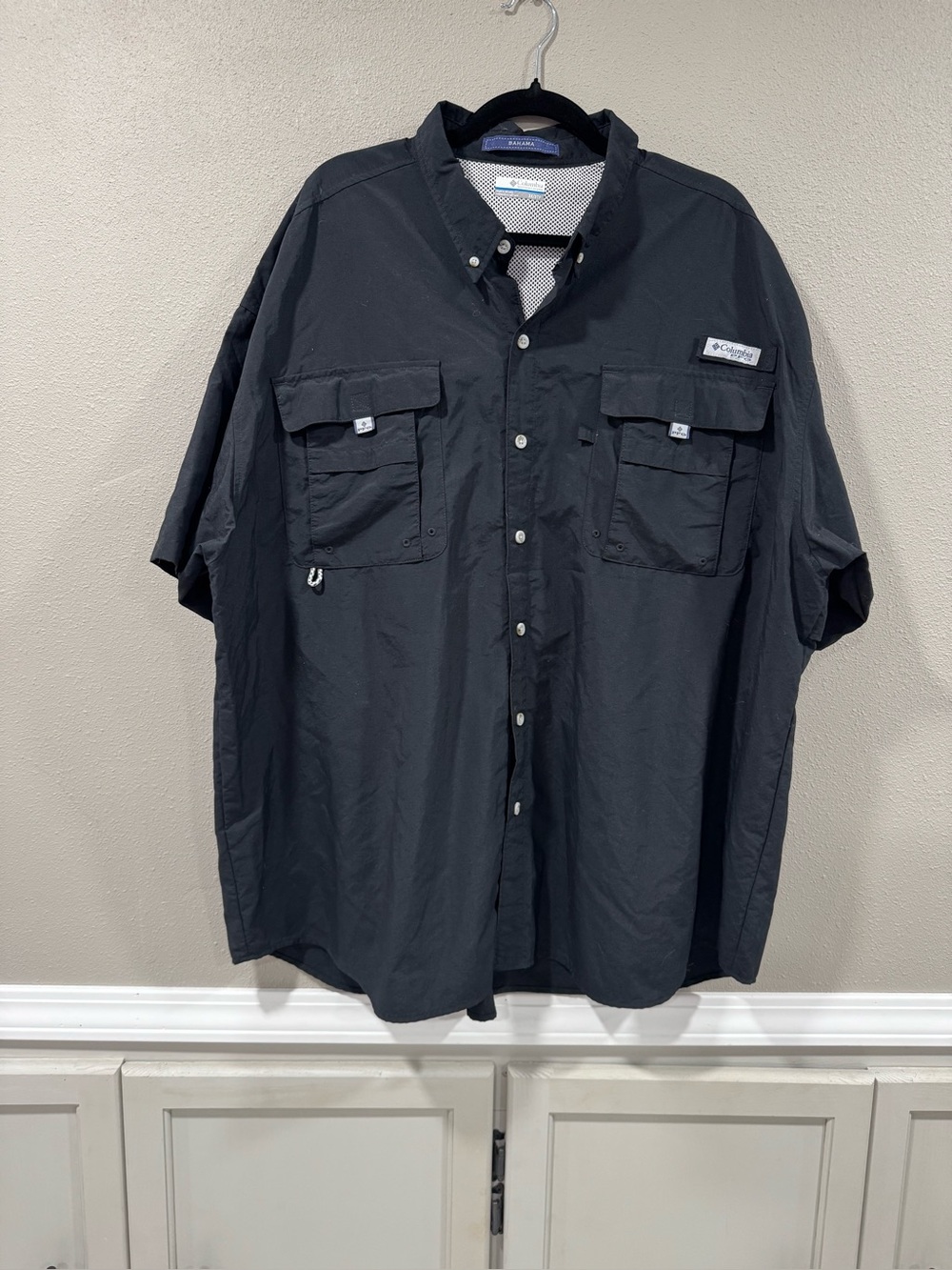Columbia Black PFG Short Sleeve Button Down 3XL
